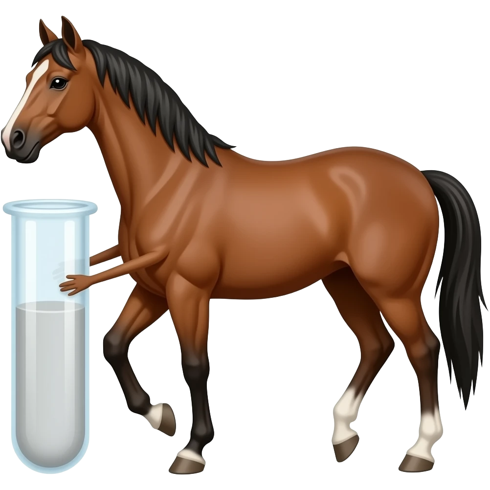Test tube with legs on a horse emoji