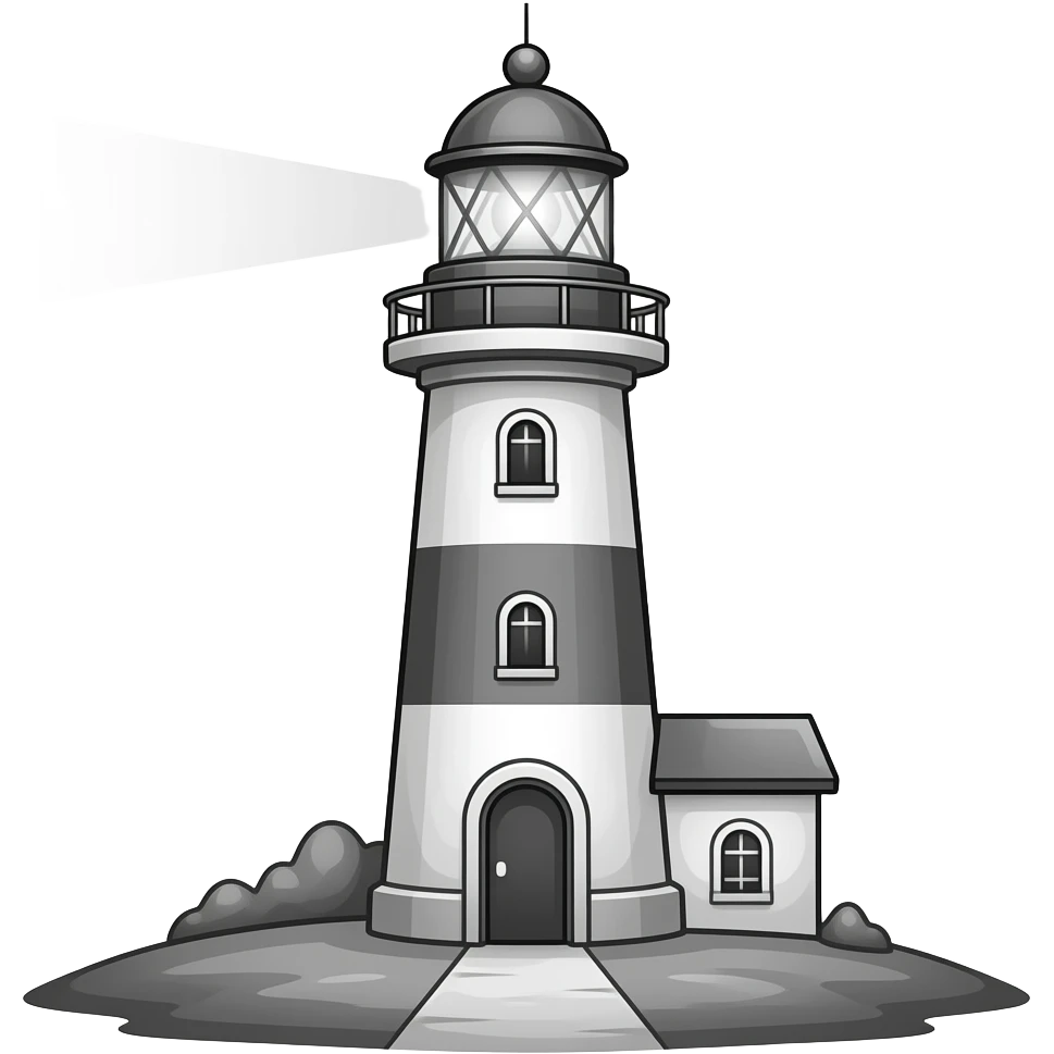 Lighthouse drawing black and white emoji