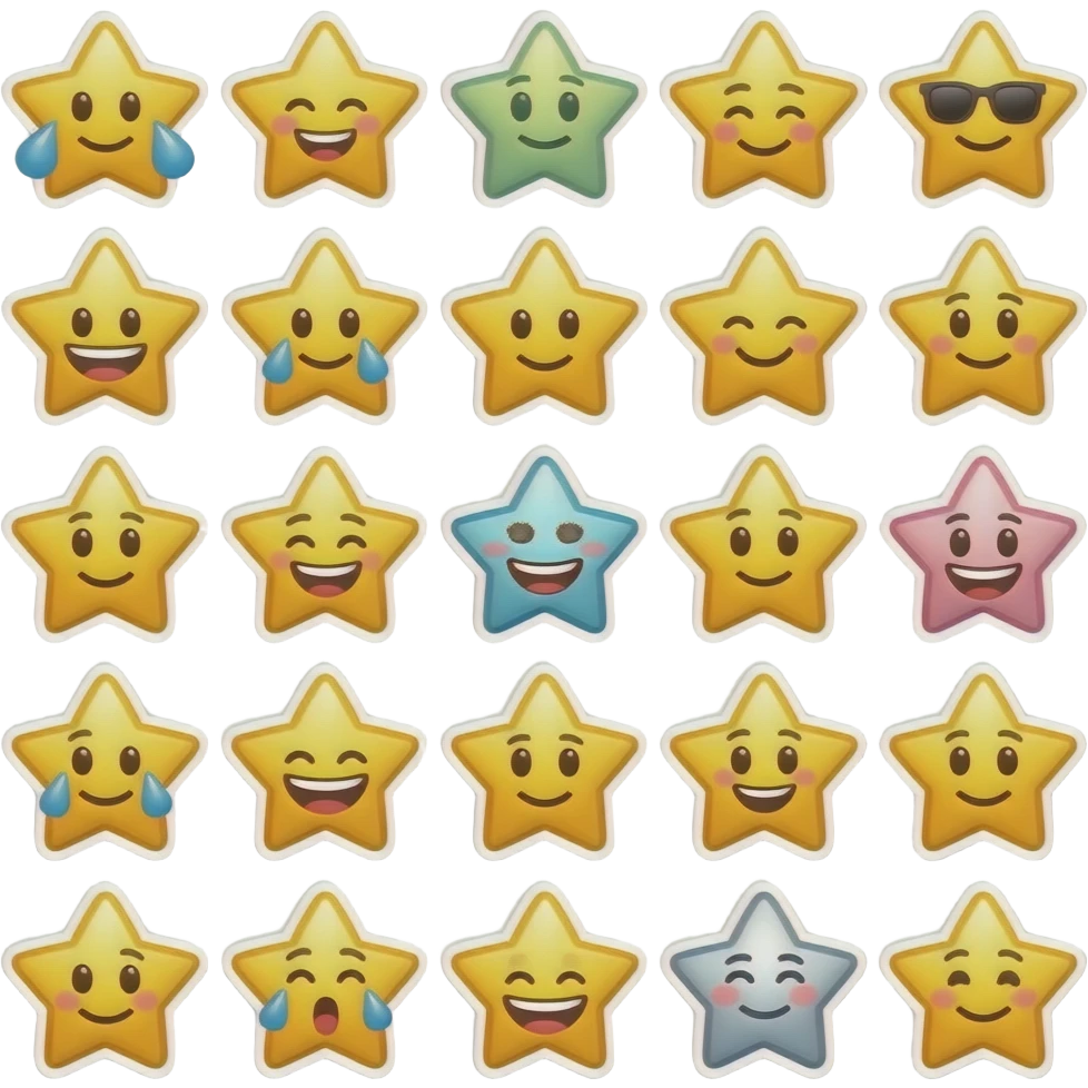 Making emoji stars uses emoji sticker color and design unique lot of stars emoji