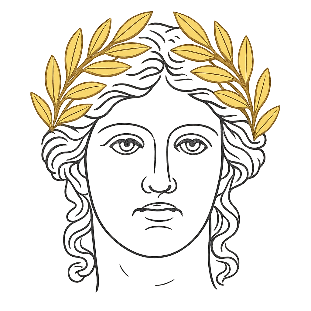 face with golden laurel crown emoji, digital illustration emoji