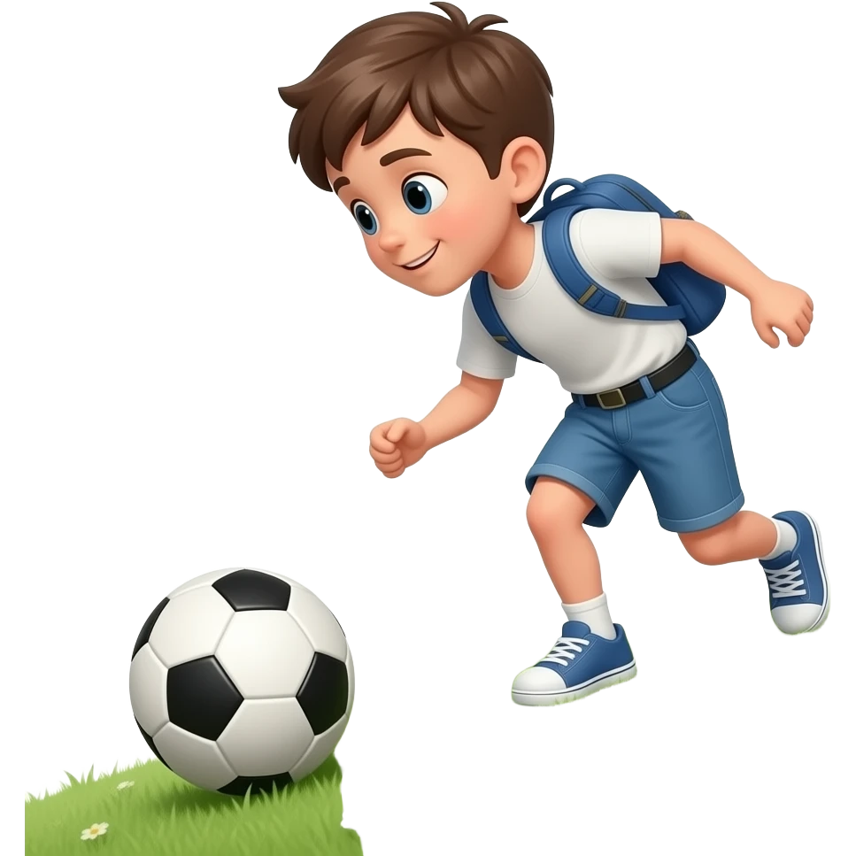 a boy rolling a ball up the hill emoji