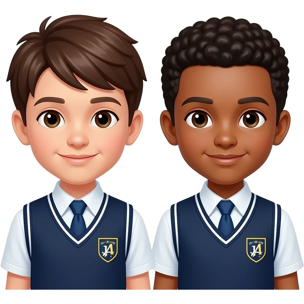 2 chicos  con uniforme emoji