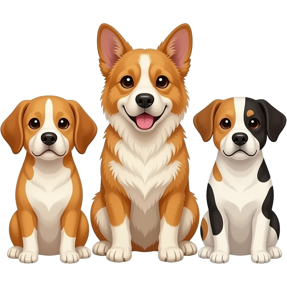 Varios perros de distintas razas todos sentaditos al lado del otro emoji