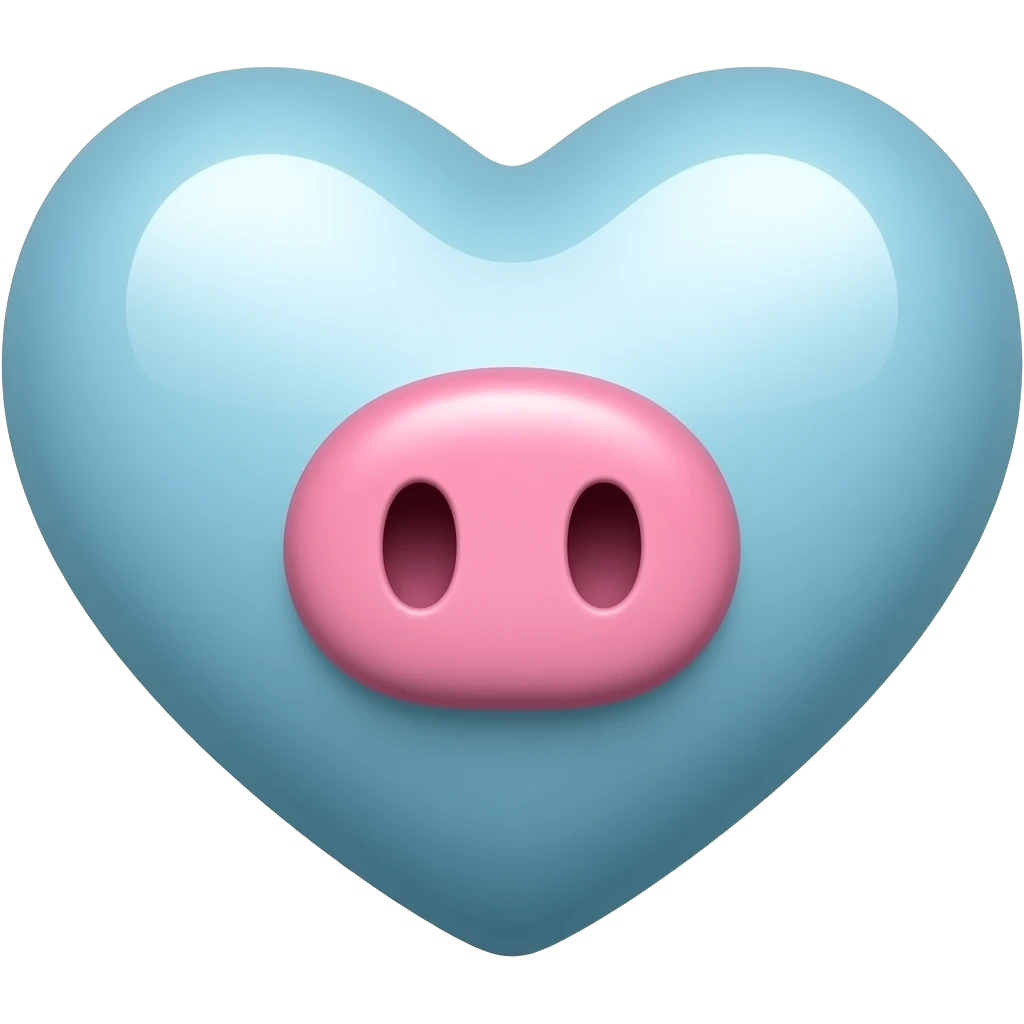 Big light blue heart with a hot pink pig snout emoji