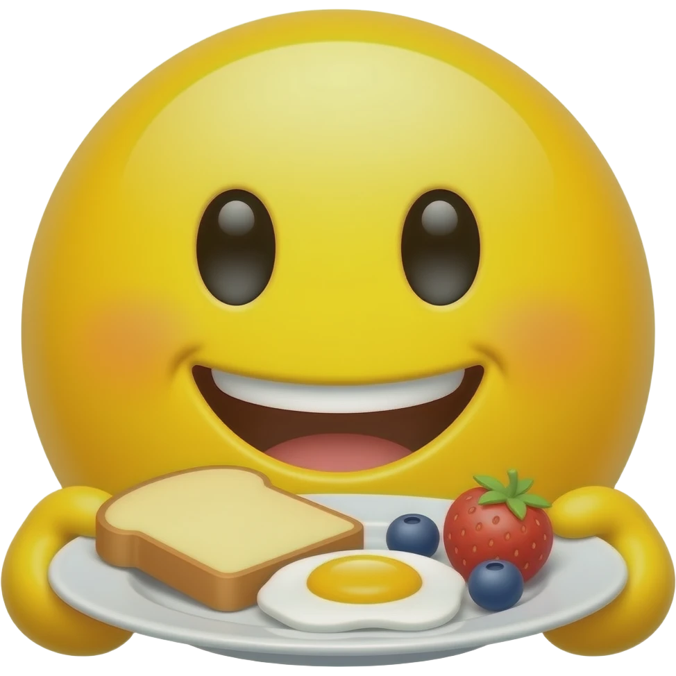 Yellow smiley emoji with good morning breakfast emoji