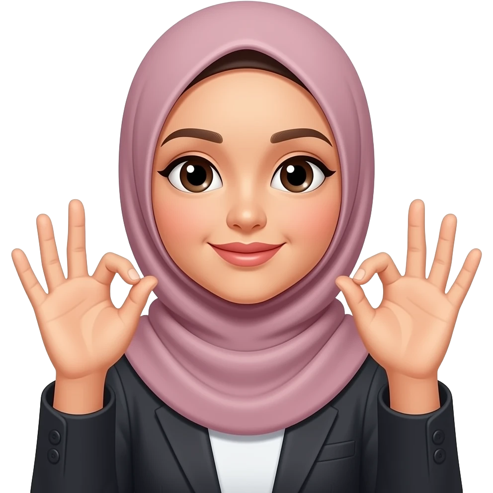 asian hijabi woman holding 6 in one hand and 7 in the other hand emoji