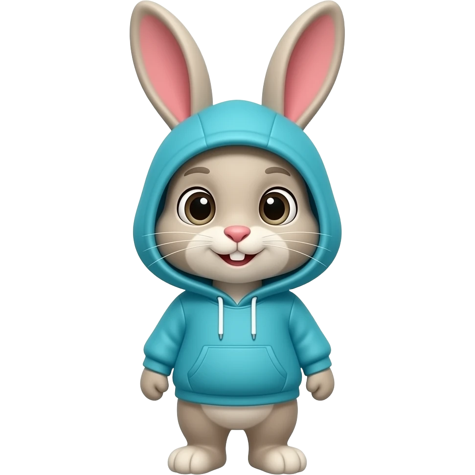 rabbit with teal blue hoodie emoji