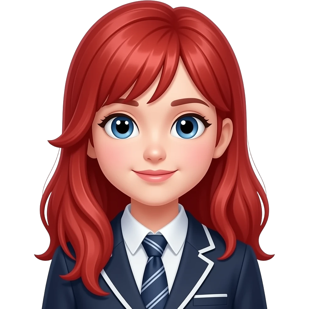 red haired cute female in school uniform, closeup , front facing emoji