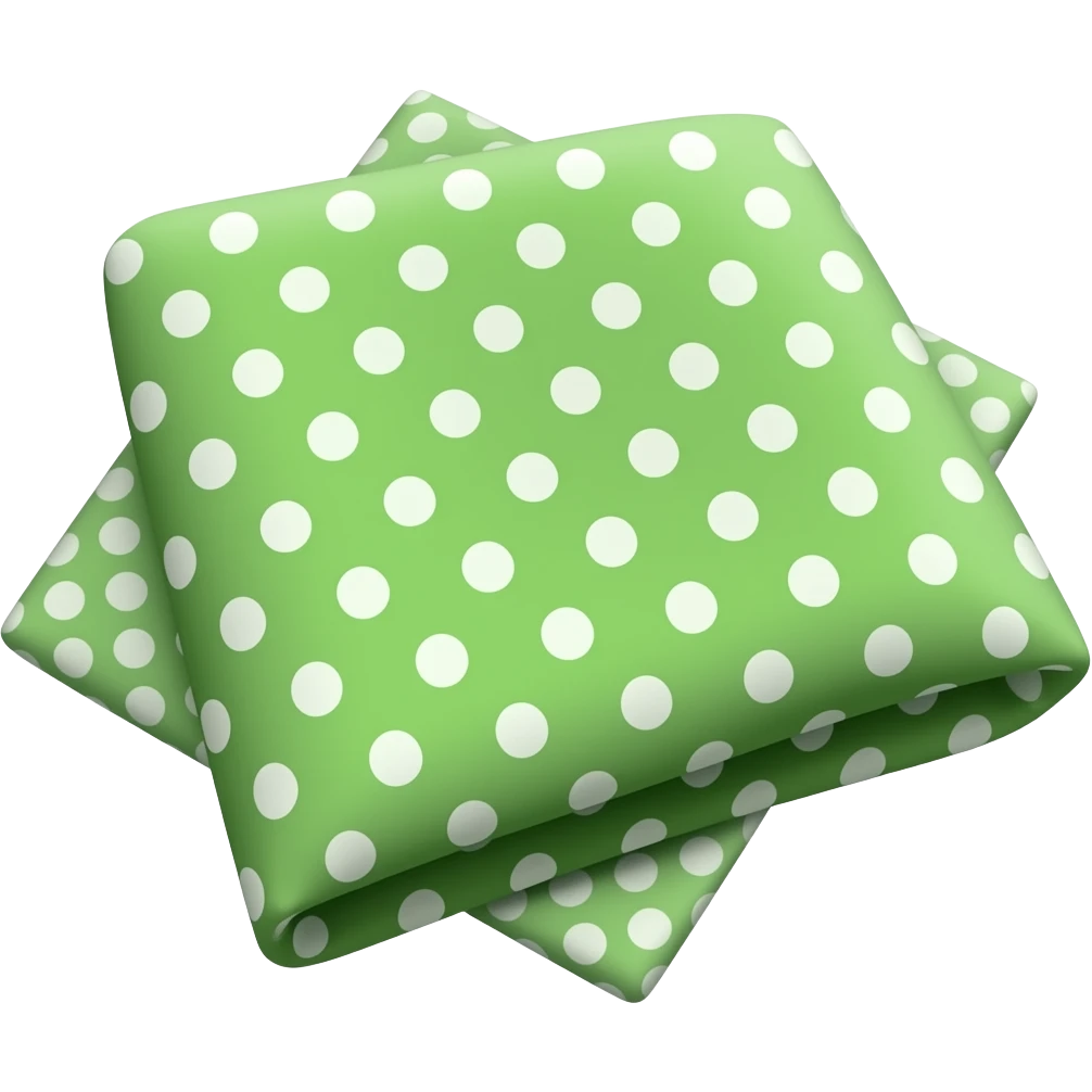 green polka dot handkerchief laying on a table emoji