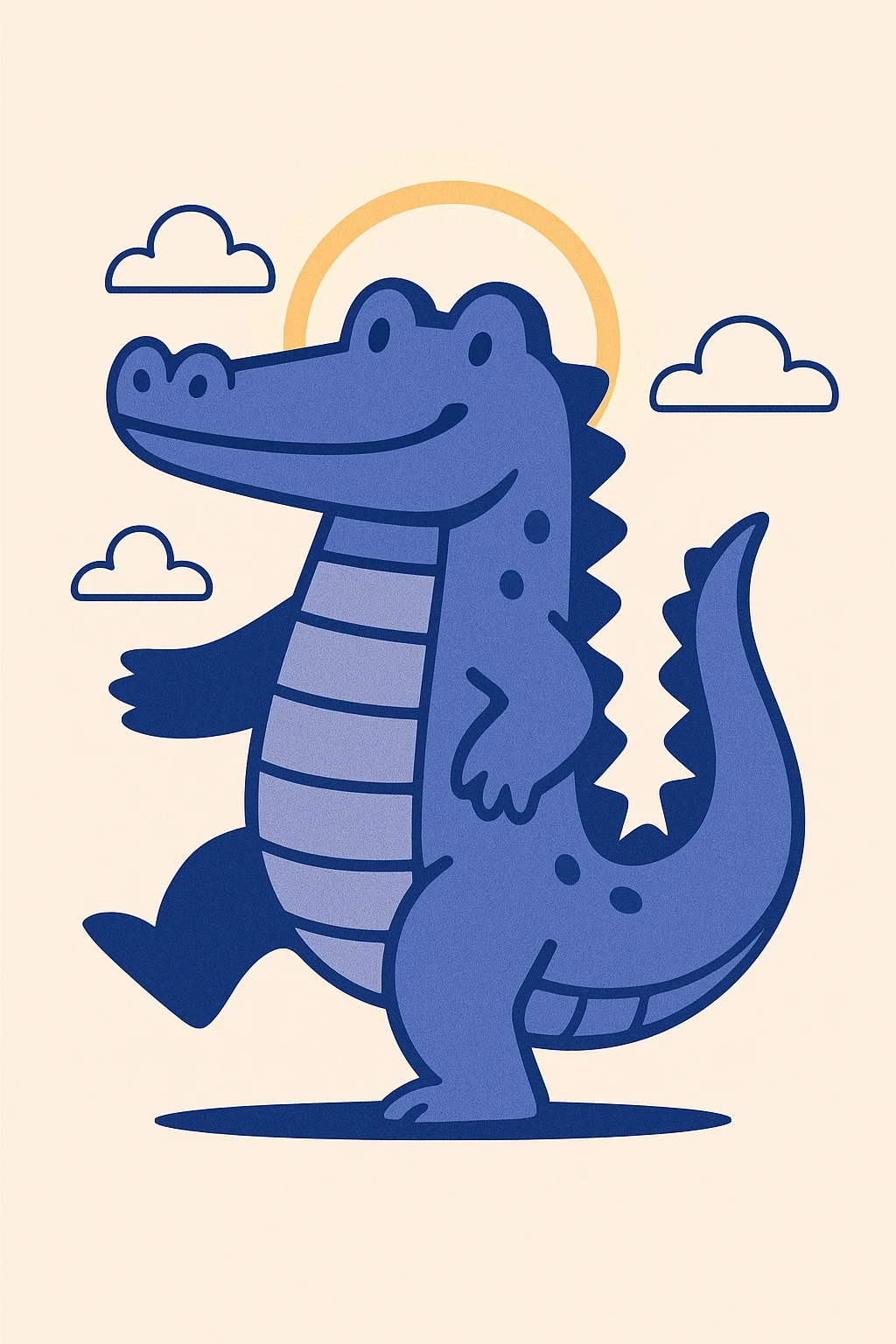 2D stylized gator with a bright halo, playful pose, clean background emoji