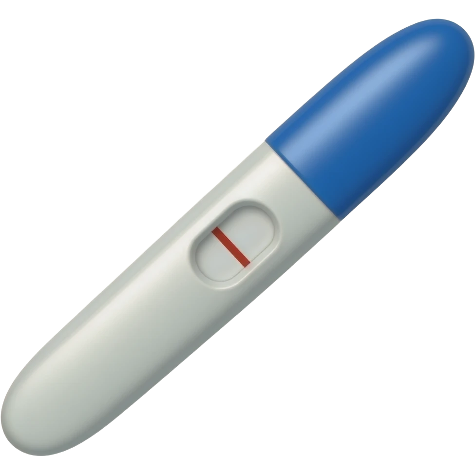 Pregnancy test with cap and two lines shown emoji