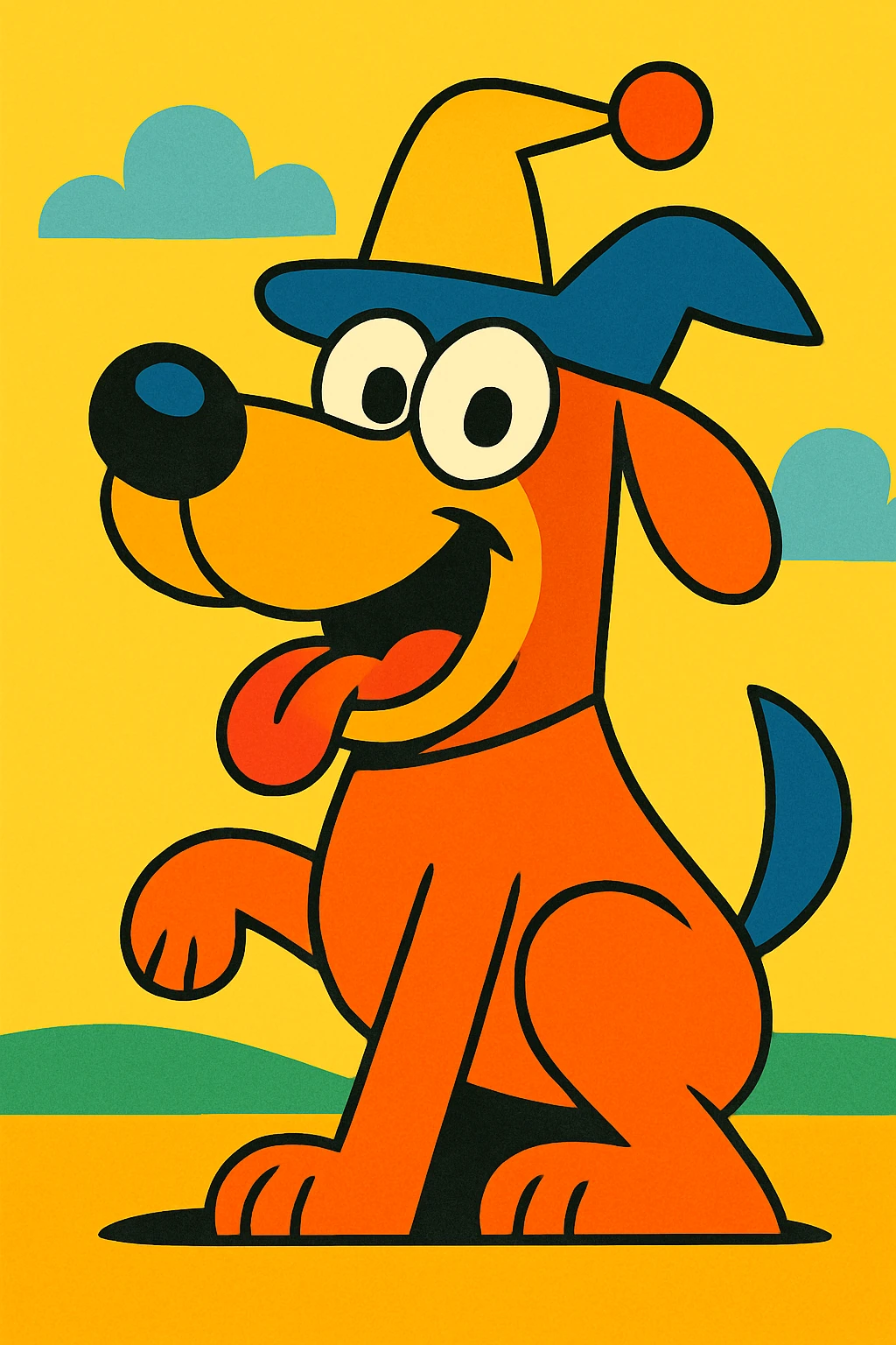 goofy silly animal wearing a funny hat, cartoonish style, bold colors emoji
