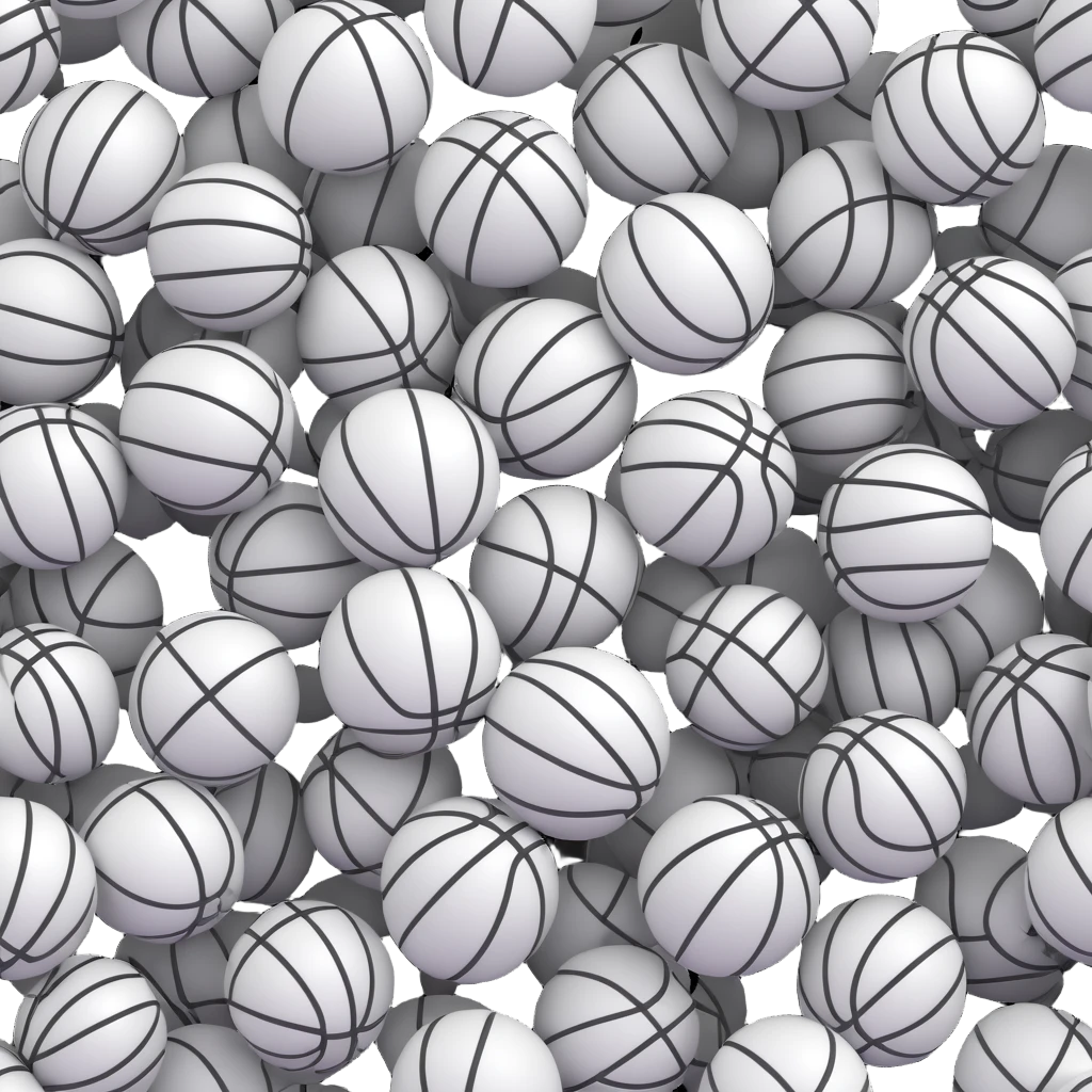 white bucketball with bold irregular black lines wrapping around in a creative abstract pattern emoji