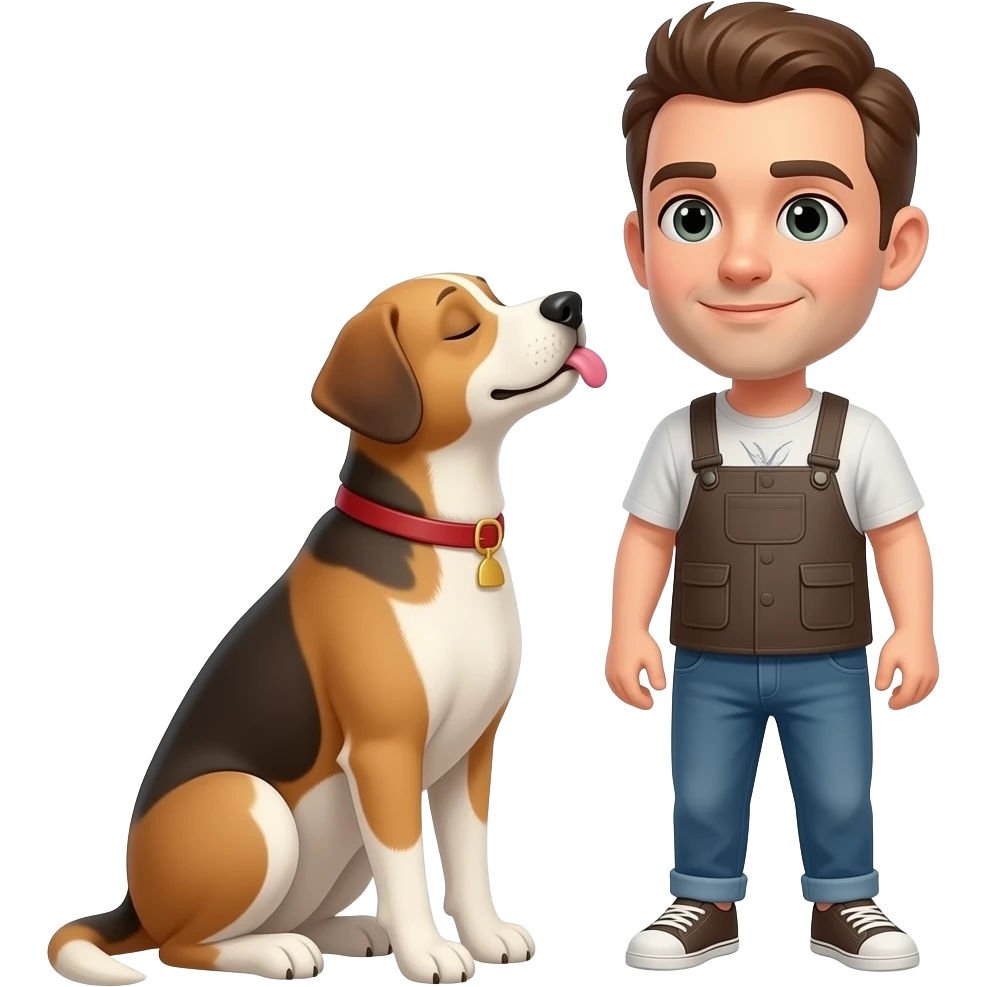 Male dog licking man emoji