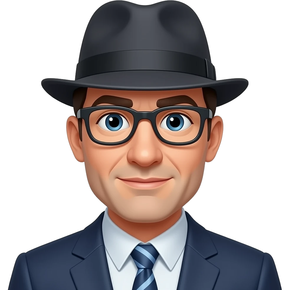 office + nose + hat + tie emoji