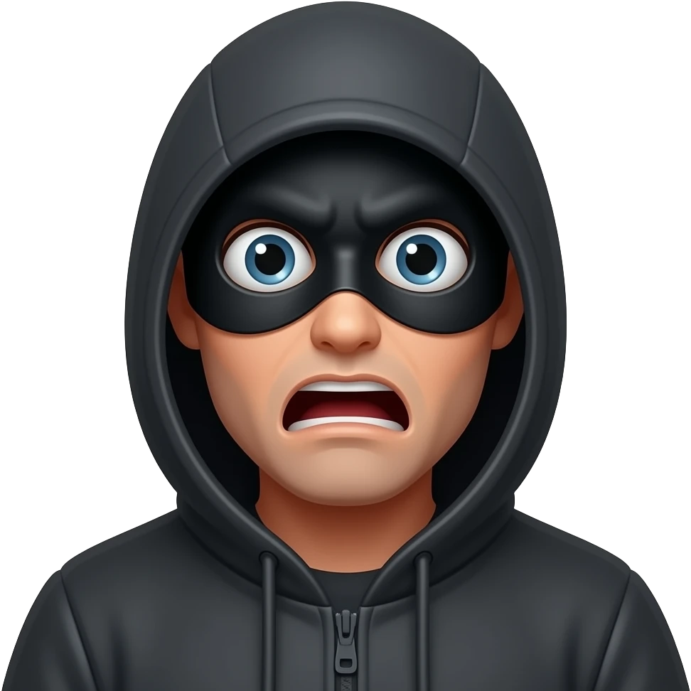 burglar with black mask frightened emoji