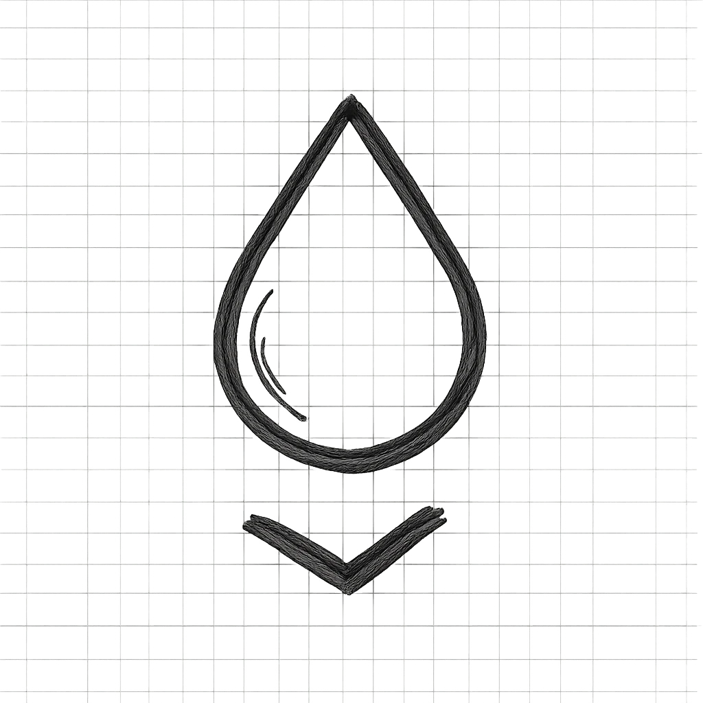 geometric icon symbolizing a drop or descent emoji