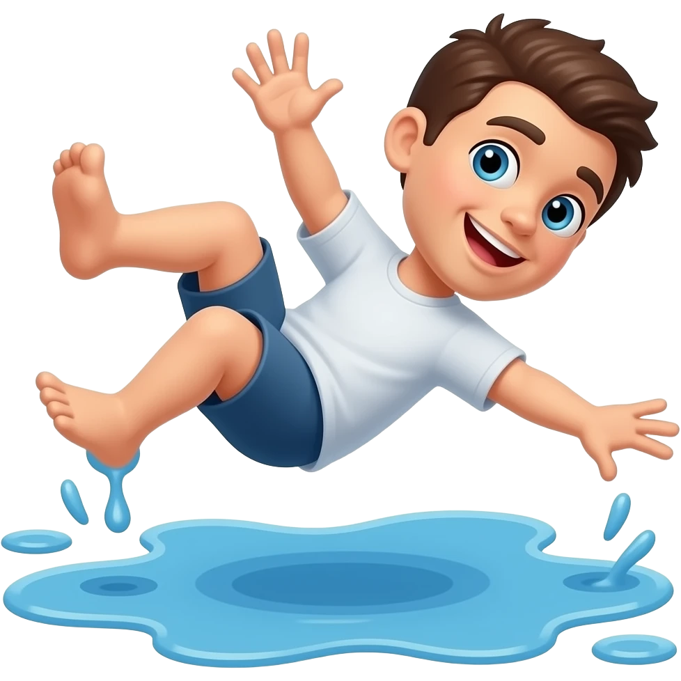persona cayendose por un charco de agua emoji