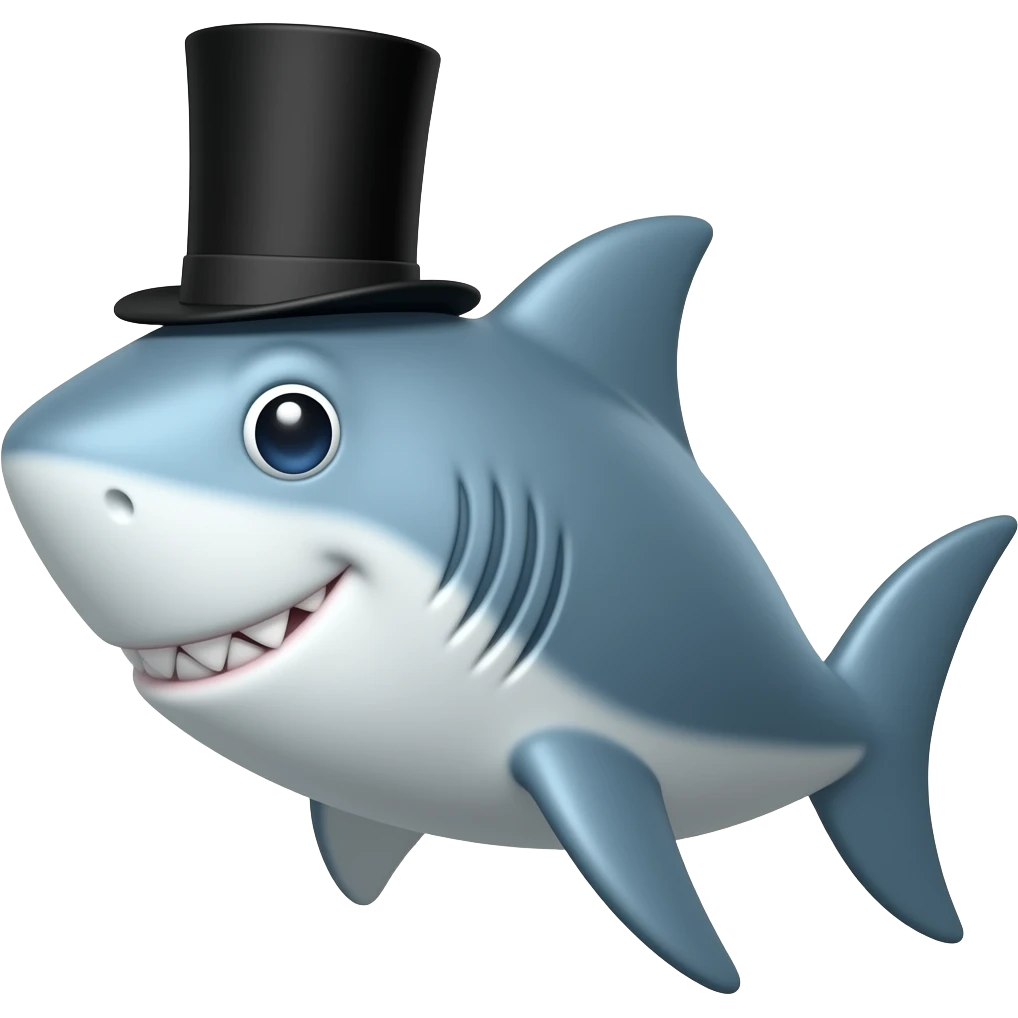 Shark with a top hat emoji