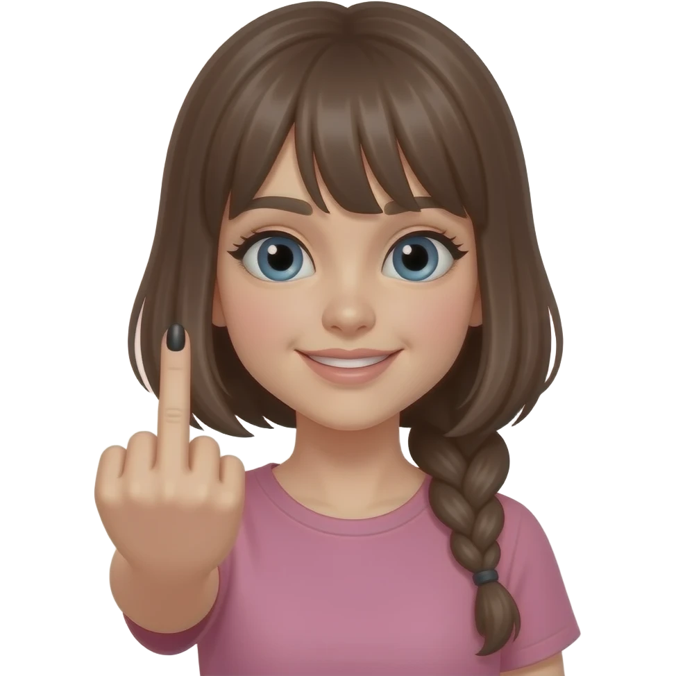 Dedo medio groseria chica con uñas negras emoji