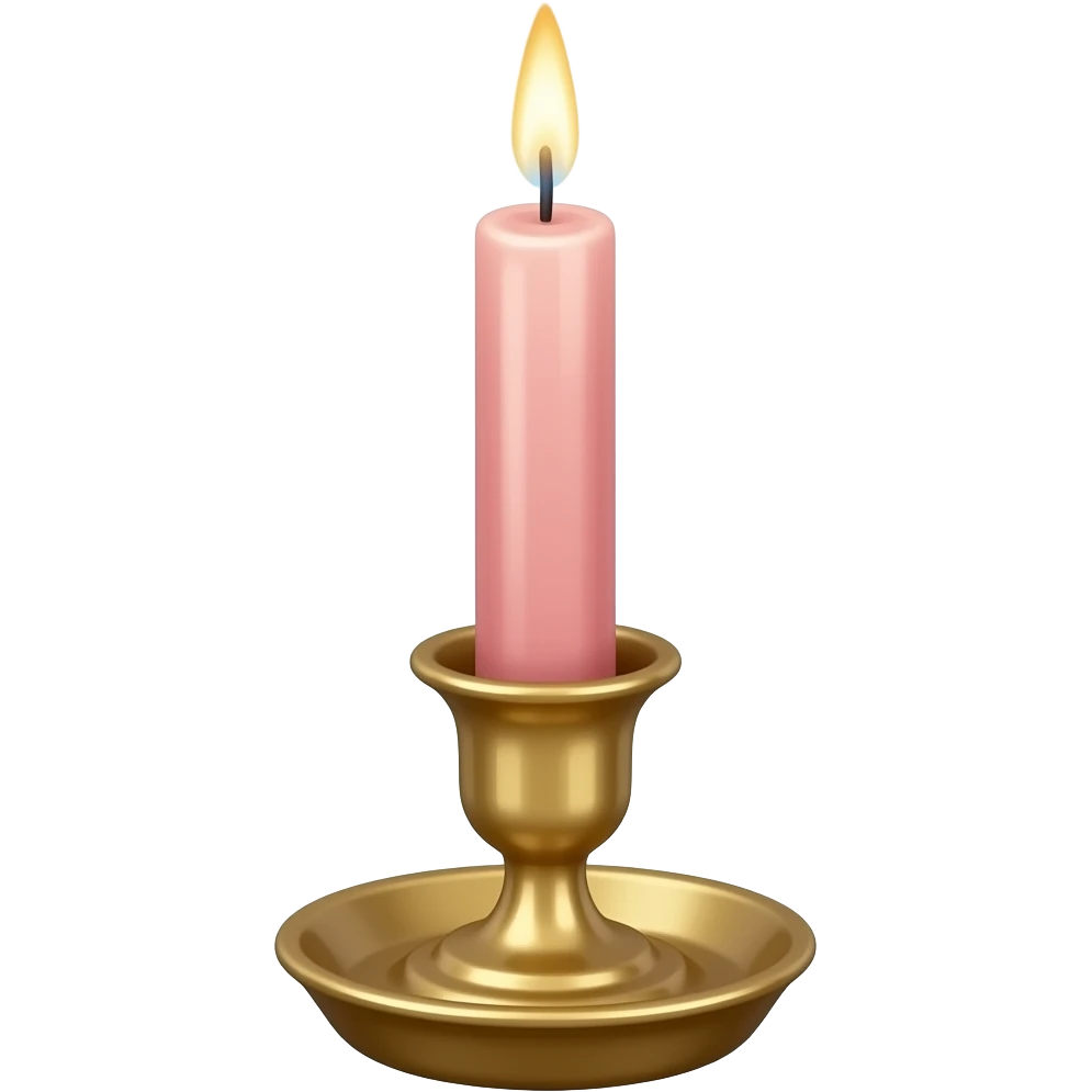glossy soft smooth very Thin very tall neat petite cute slim dainty narrow Pastel Reddish-pinkish vintage candle in a tiny narrow gold candleholder emoji