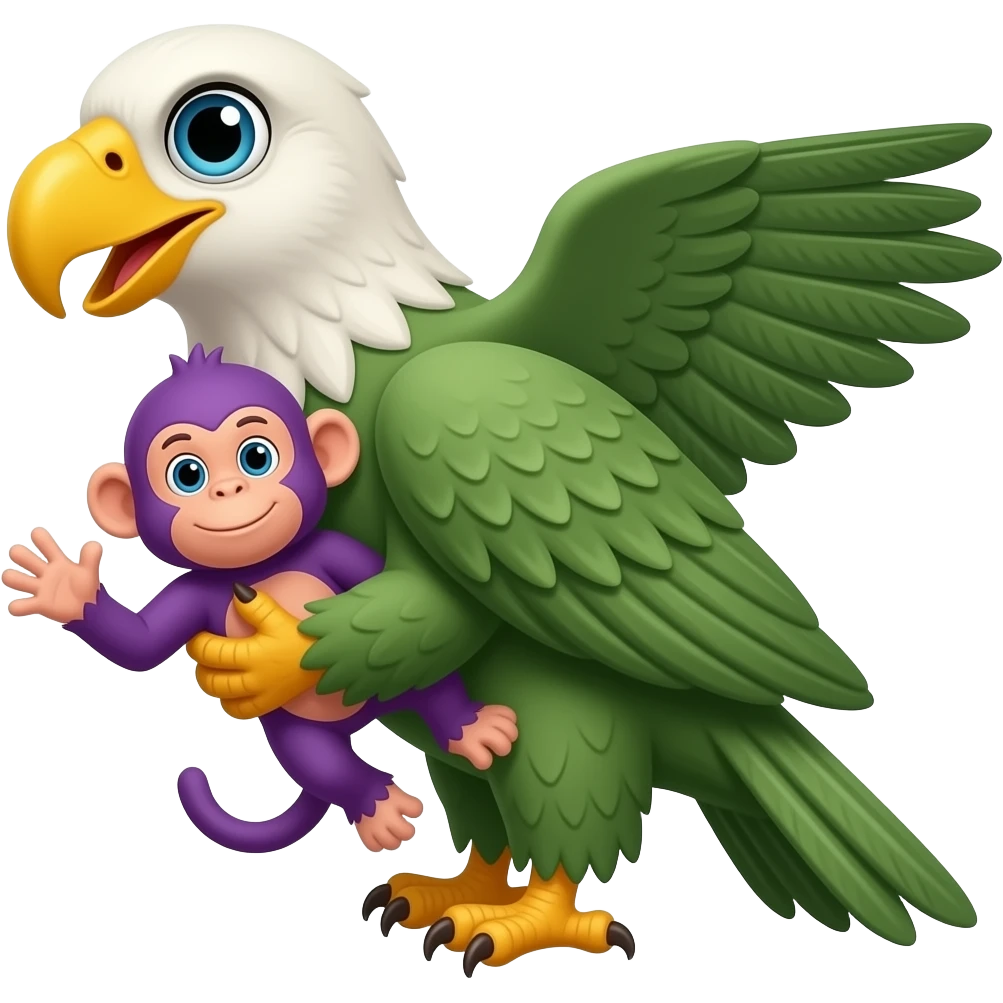 a zöld sas elviszi a  lila majmot emoji