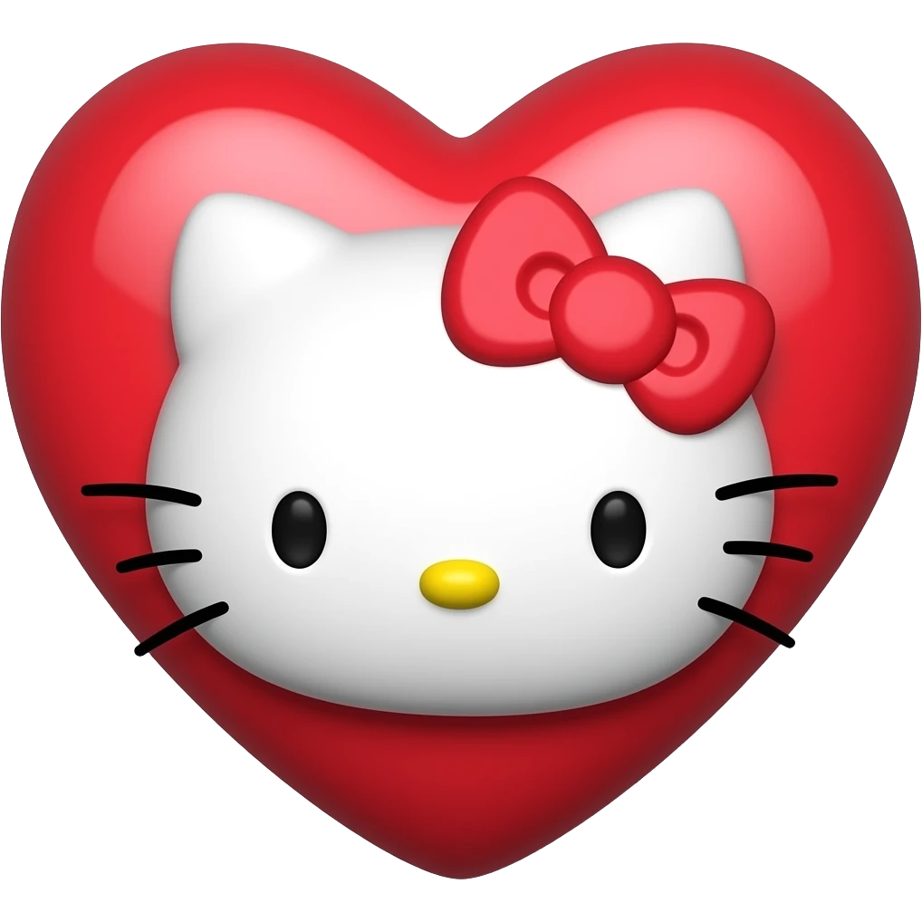 hello kitty's face inide of a heart emoji