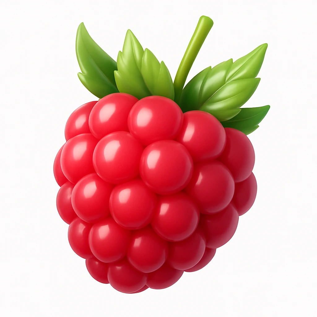 3D iOS style emoji with raspberries and green leaves emoji