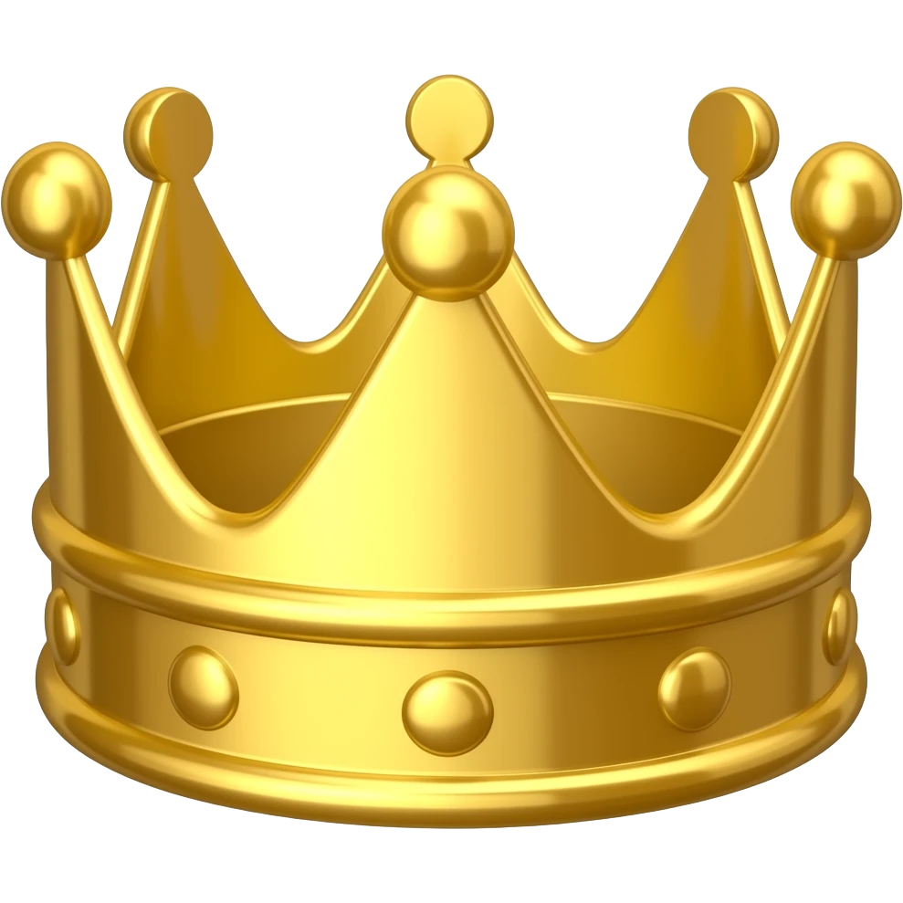 Golden Crown, tile icon, match-3 style, centered, no background, glossy, vibrant, mobile game asset emoji