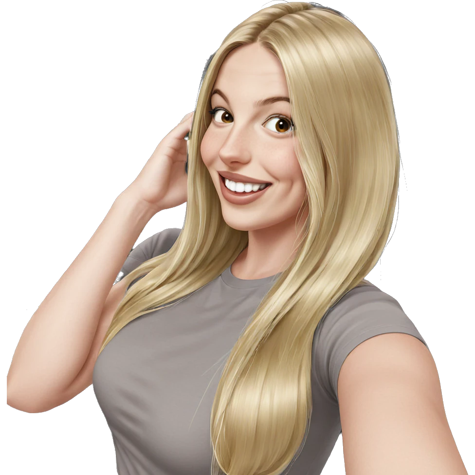 smiling blonde girl with long hair emoji