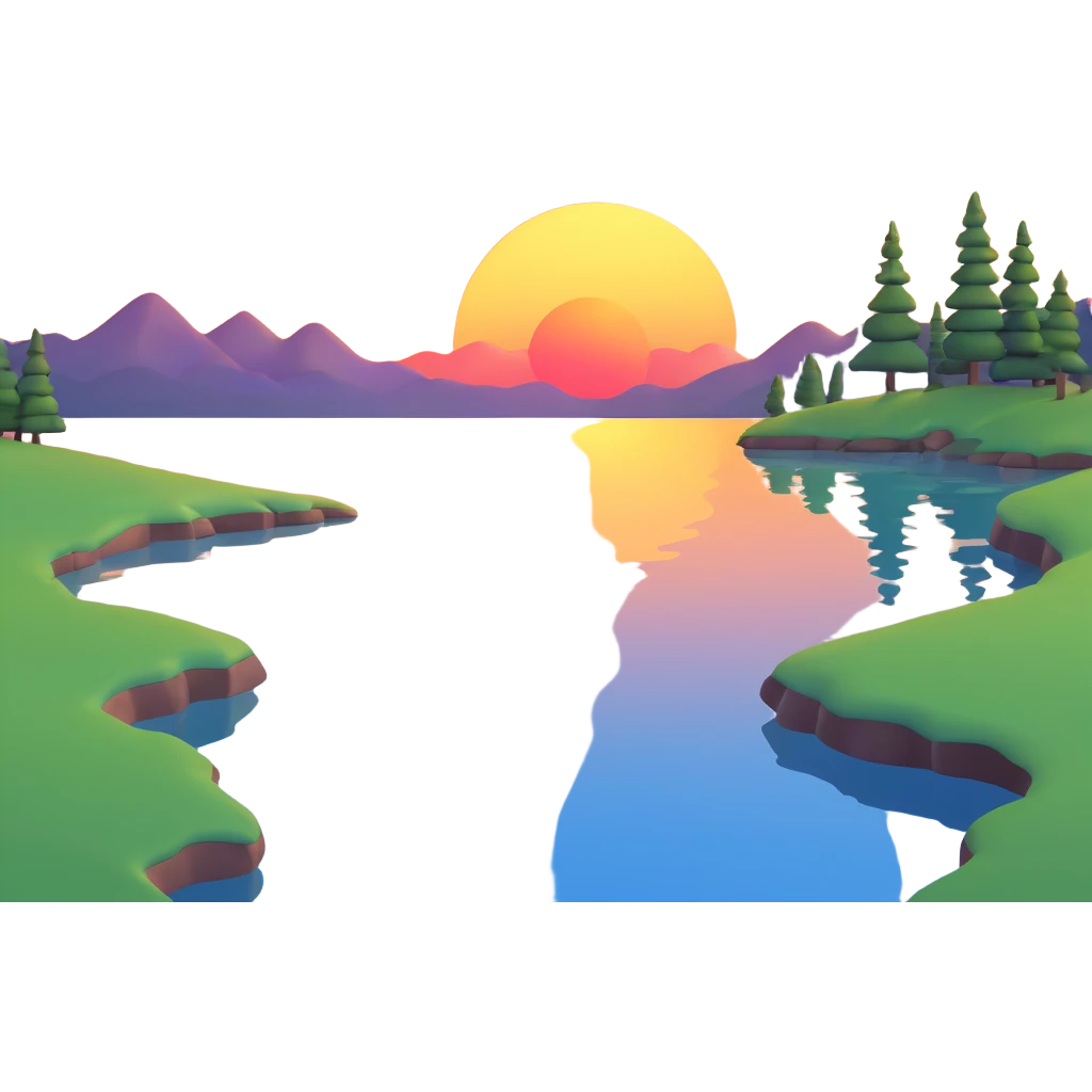 lakeside sunset horizon blue emoji