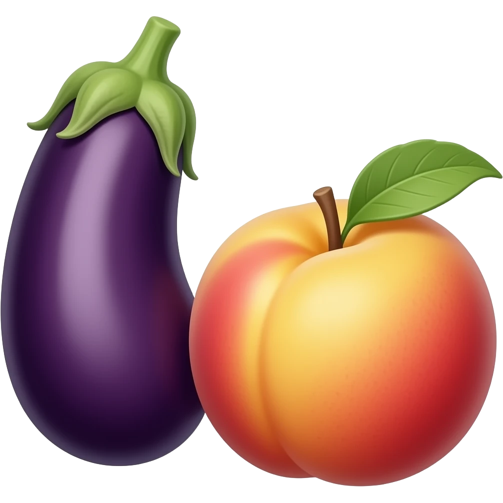 make the tip of the eggplant touch the ridge of the peach emoji