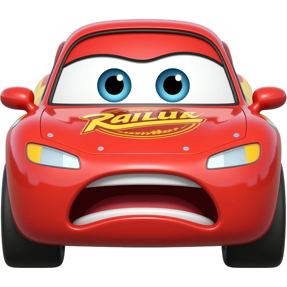 Red toy car making tamtrum emoji