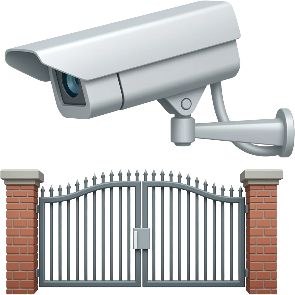 collage of security camera and gatemotor emoji
