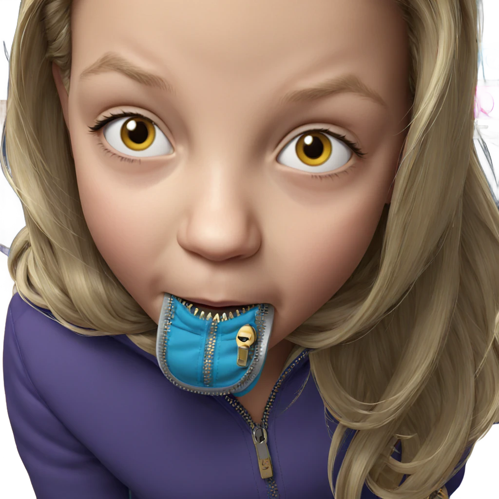 blonde girl with zipper detail emoji
