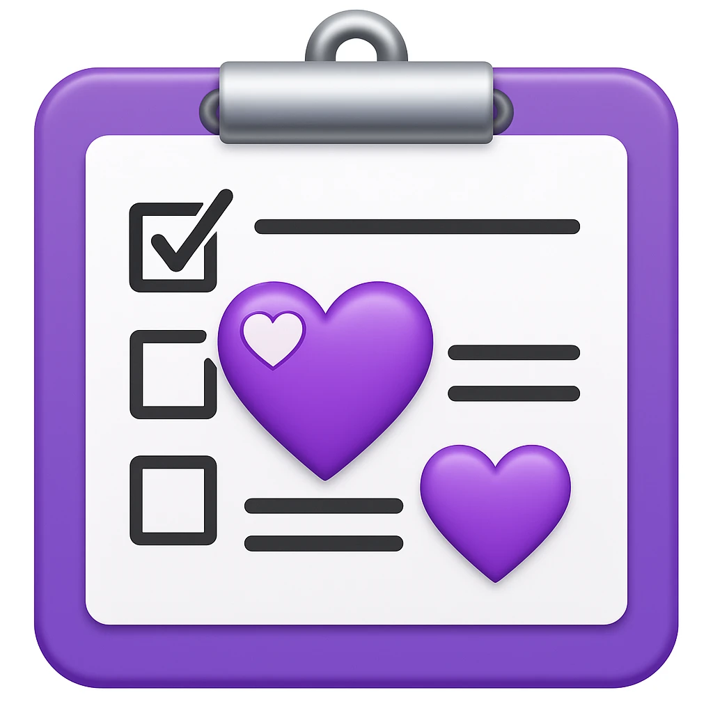 checklist purple heart emoji  emoji