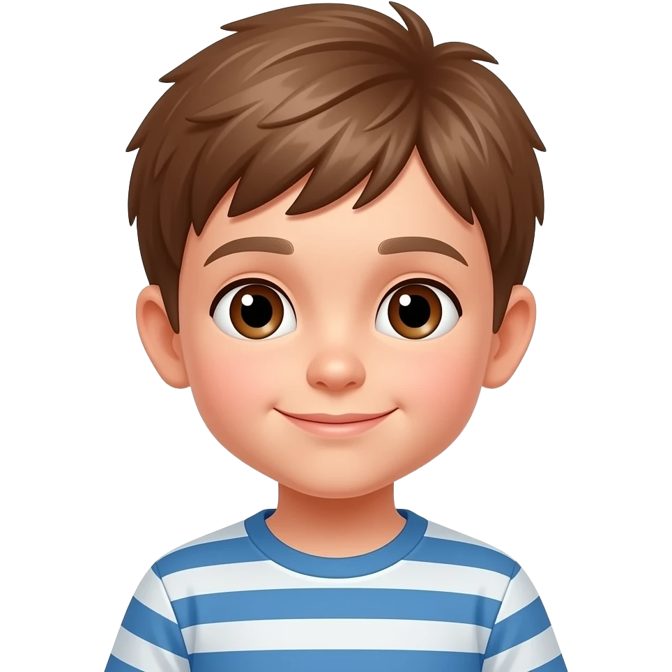 5 year old boy with light brown hair and brown eyes emoji