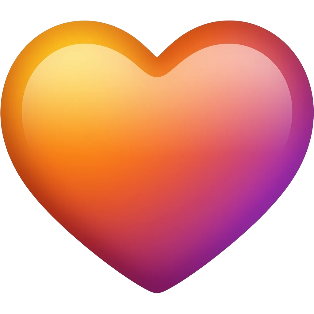 orange and purple heart ombre yellow and red emoji