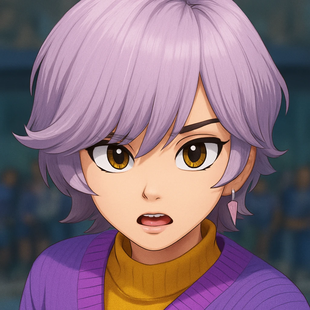 Move the hair just enough to reveal the eyes, and add cartoon eyes that closely match the original character's style, color, and expression. Keep the face shape, hair color, and all other features as close to the original as possible, maintaining a cartoonish look. emoji