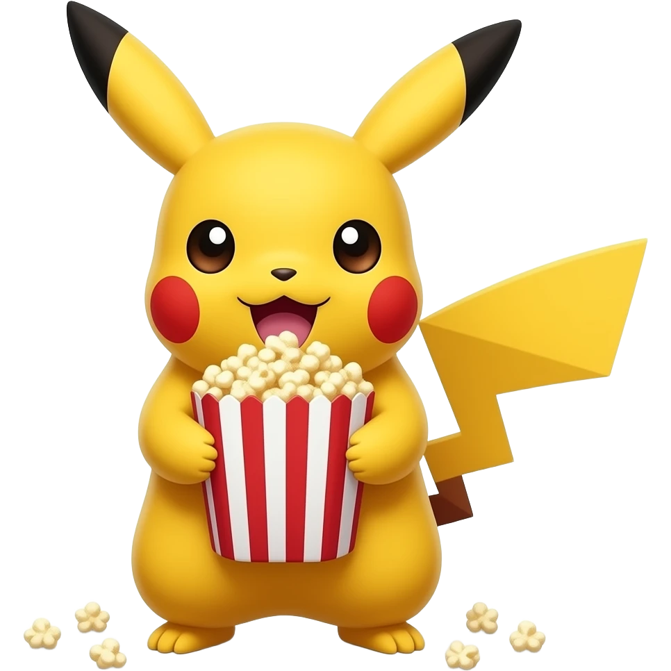 Pikachu with eat pop corn emoji