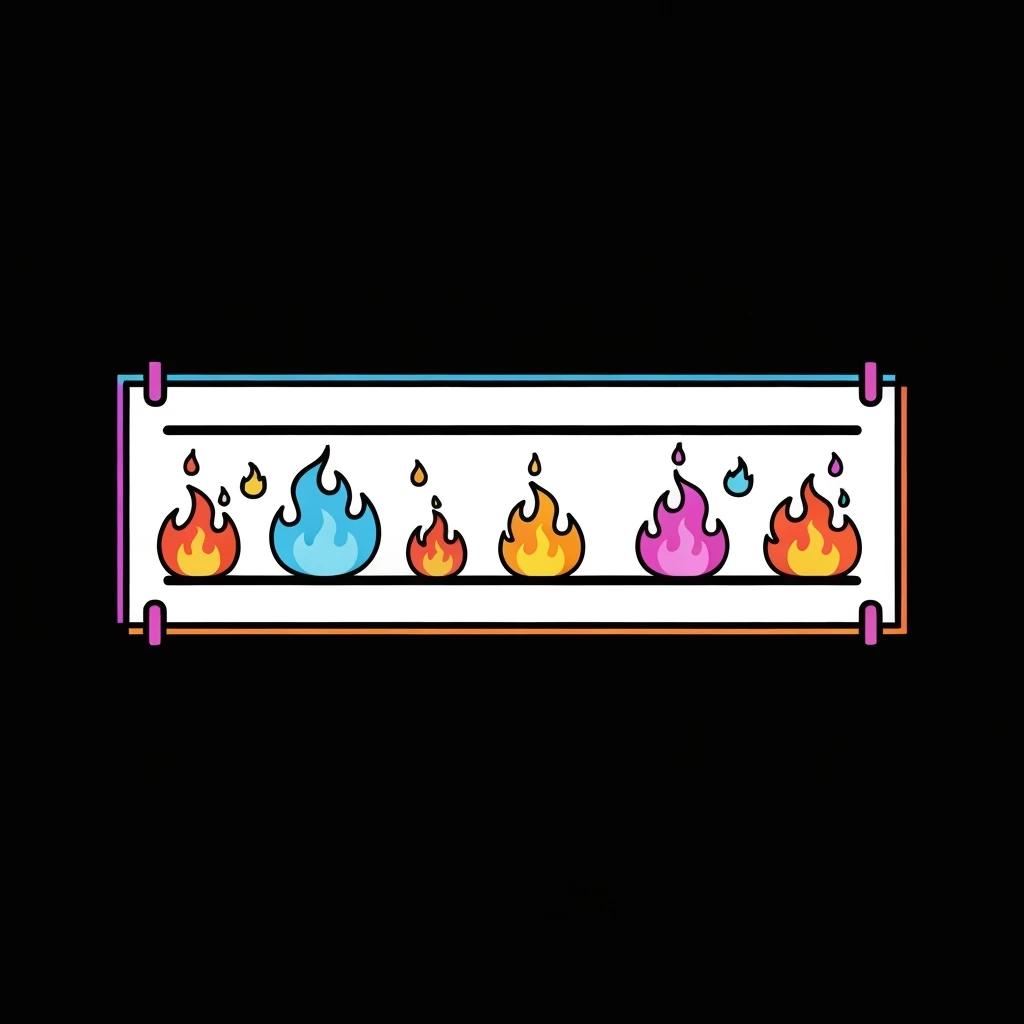 emo banner with flames, cute, expressive, minimal emoji