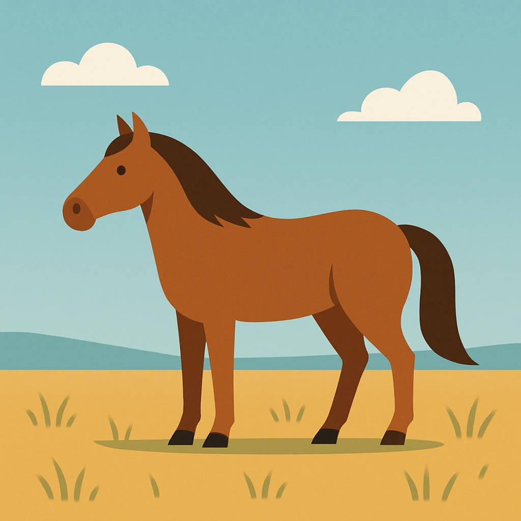 Flat design style horse in the plains emoji