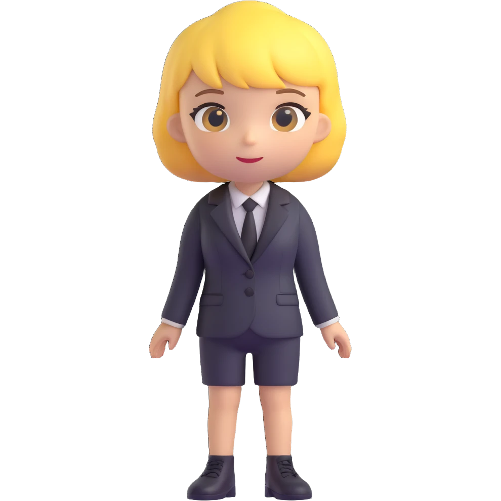 a girl with short yellow hair in a black suit emoji