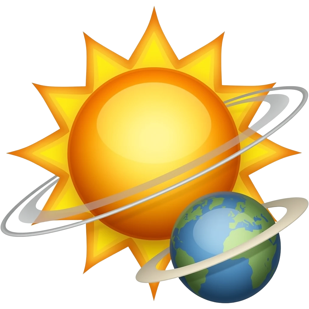 faire emoji avec systeme solaire soleil et planète qui tourne autour emoji
