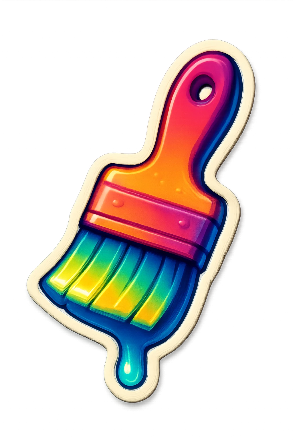 A paint brush with paint sticker with a vintage design and a retro vibe emoji