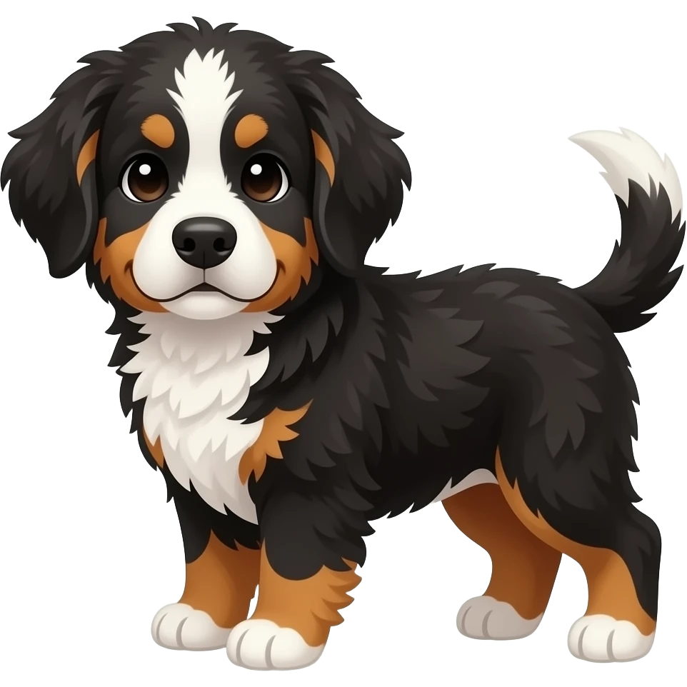 Tan and white small Bernie doodle dog emoji