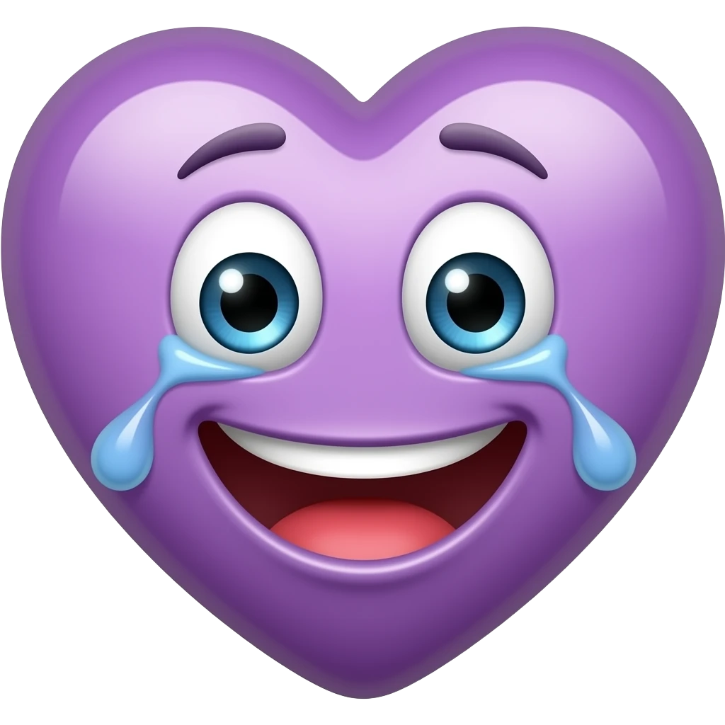 Shape of heart purple color and laughind with tears emoji