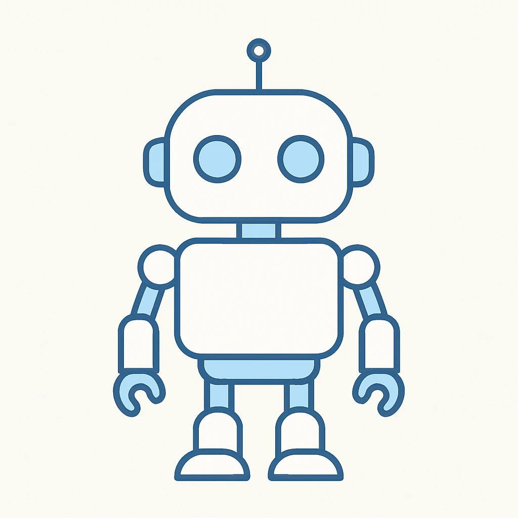 AI robot, minimal design, geometric shapes, white and blue colors emoji