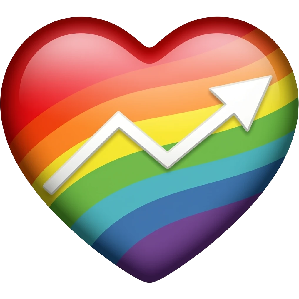 Progress heart red, orange, yellow, green, blue, violet, white, pink, light blue, brown, black emoji