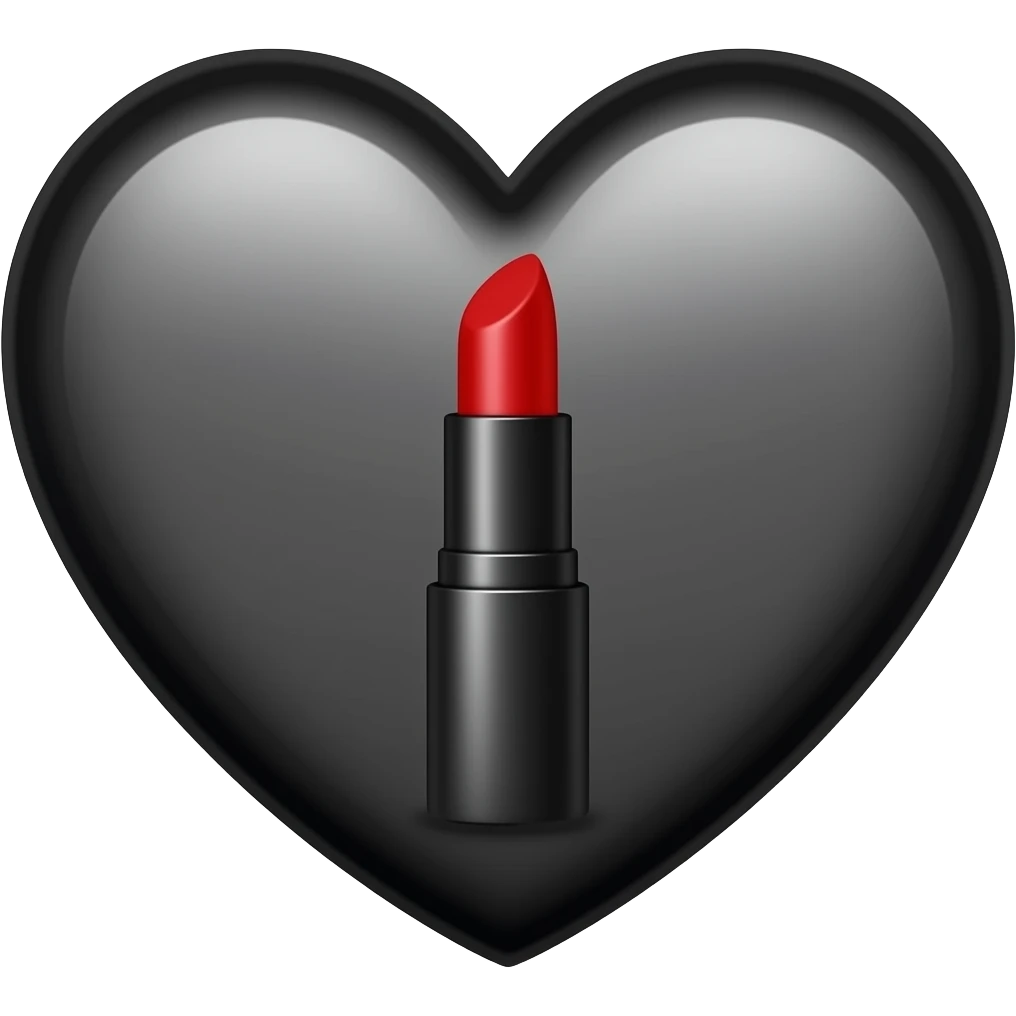 lipstick on black heart emoji